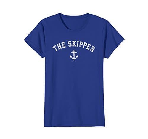 Womens Vintage The Skipper T Shirt, Old Retro The Skipper Boating T Small Royal Blue