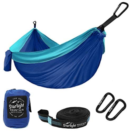 Starlight Mountain Outfitters Single/Double Hammock - Portable Lightweight Parachute Nylon with Tree Straps, Best Hammock for Backpacking, Hiking, Camping, Outdoors Travel