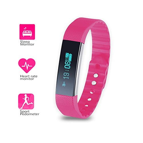 Fitness Tracker, Smart Bluetooth Wristband Pedometer Smart Bracelet Heart Rate Monitor Sleep Monitor, Waterproof Activity Tracker Watch for Android & IOS (Red)