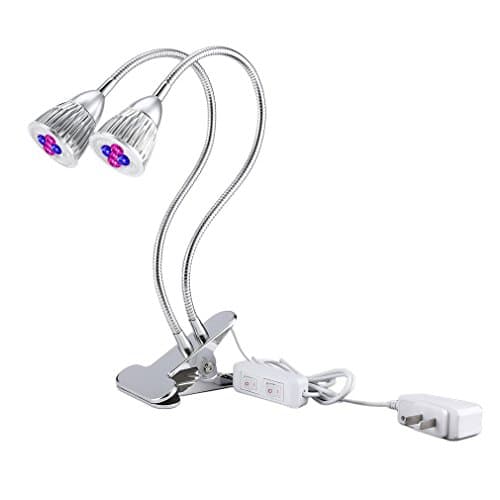 Goldlion66 10W Double Head LED Plant Grow Light Clip Table Lamp with Double on/off Switch and Gooseneck Arm Flexible Neck 360 Degree for Indoor Plants Greenhouse Office