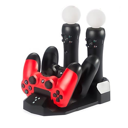 EtryBest(TM) PS4 DualShock 4 & PS Move Motion Controller Quad Charging Station Dock for PS4, PS4 Slim, PS4 Pro