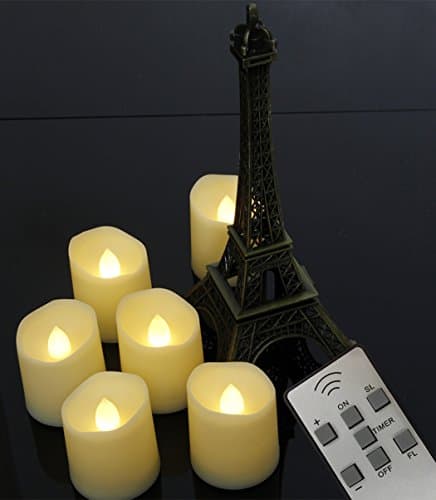 Flicker Flameless Candles Battery Operated Tea Lights with Timer Led Candles Remote Control Unscented Plastic Votive Tealights , 200+ Hours , Realistic Lights Electric Home Décor , Set of 6