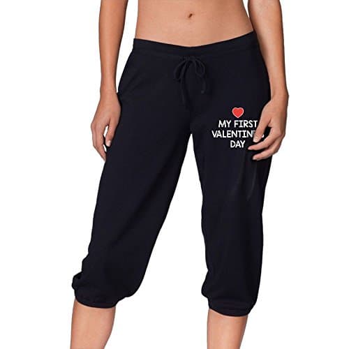 WEP8LF My First Valentine's Day Women's Workout Knee Pants For Running Training Trousers