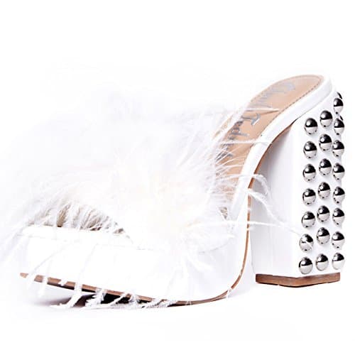 Charla Tedrick 'Fifi', platform marabou slipper, white, 7