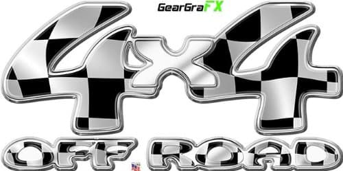 4x4 Off Road Checkered Flag Truck Decal
