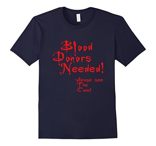 Mens Blood Donors Needed Funny Halloween Lazy Costume Shirts Small Navy