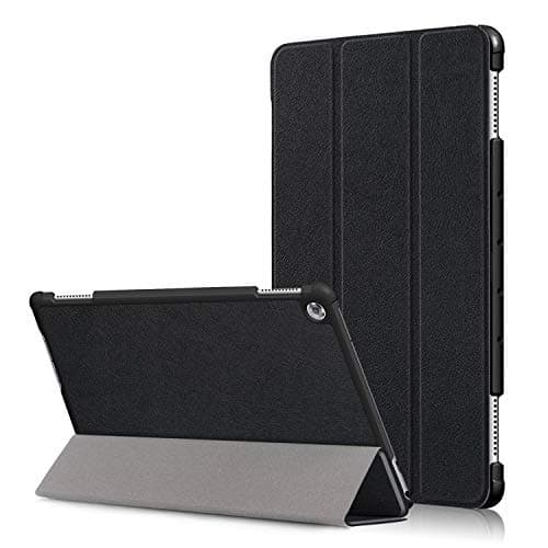 TEYOON Case for Huawei MediaPad M5 Lite 10 - Ultra Slim Tri-Fold Leather Smart Shell Stand Cover for Huawei MediaPad M5 Lite 10.1-Inch Case Protection with Auto Wake/Sleep Function,Black