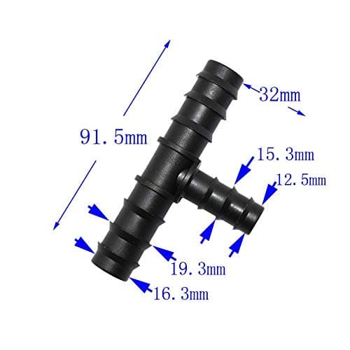 Samoda Hose Tee Connector - Irrigation Tee Connector 20mm to 16mm Reducing Barb 1/2 The 5/8 Hose Barbed 30 Pcs