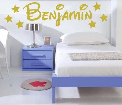 ThatVinylPlace 10 Cm Heigth By 60 Cm Max Metalic Gold Personalised Waltograph Boy Style Wall Sticker, Any Name, Any , Childs Bedroom