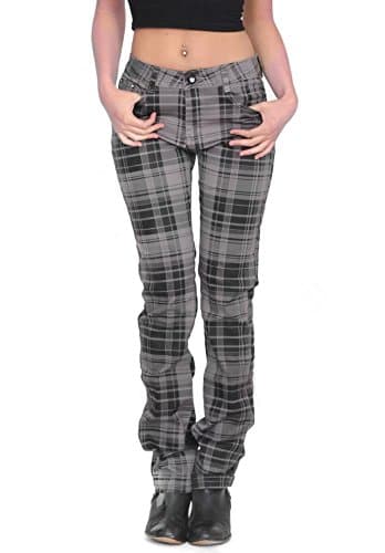 My Christy Women's Tartan Checked Skinny Jeans Grey And Black (Us 14 / Uk 16)