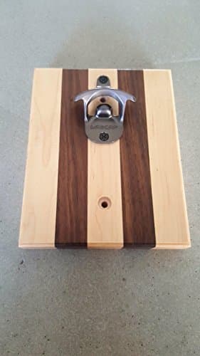 Walnut and Maple Wall Mount Bottle Opener, Hirsch Edition