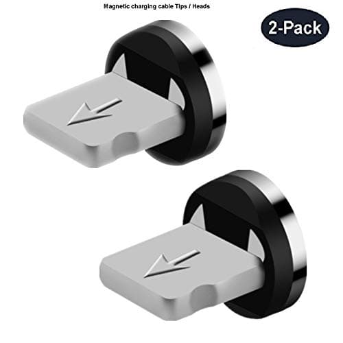 Shoppecruise Magnetic Phone Cable Connector Tips Head for iPhone Devices 360 ° Round Magnetic Strong Max 2.4A Fast Charging. (iPhone Port connectors only, NO Cable) Pack of 2