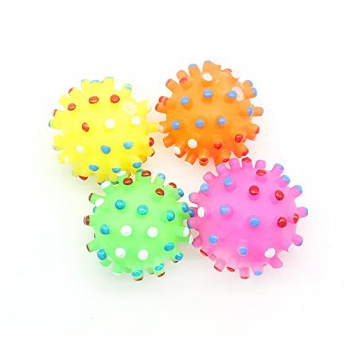 Savena Squeaky Dog Ball Bite Resistant Squeaker No Stuffing Dog Toy Assorted Types Colors,4-Pack (Small Colorful Ball Pack of 4)