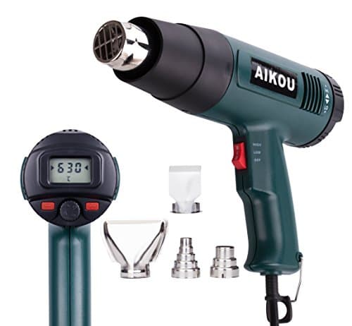 AIKOU Adjustable Temperature Hot Air Heat Gun with Rear Digital Display Fast Heating Blower Kits (Green)