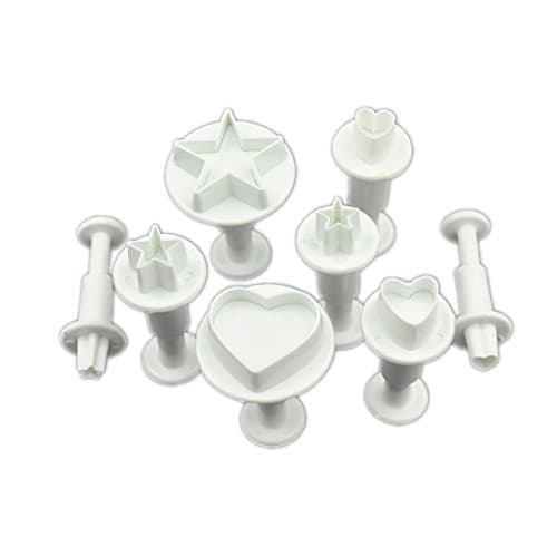 Christmas Amazing Series Cake Fondant Sugarcraft Cookies Decorating Plunger Cutter Moulds (8 pcs Star& heart Plungers)