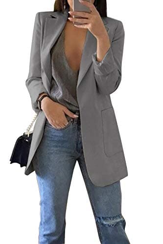 Womens Blazers Spring Autumn Casual Front Open Pockets Wear to Work