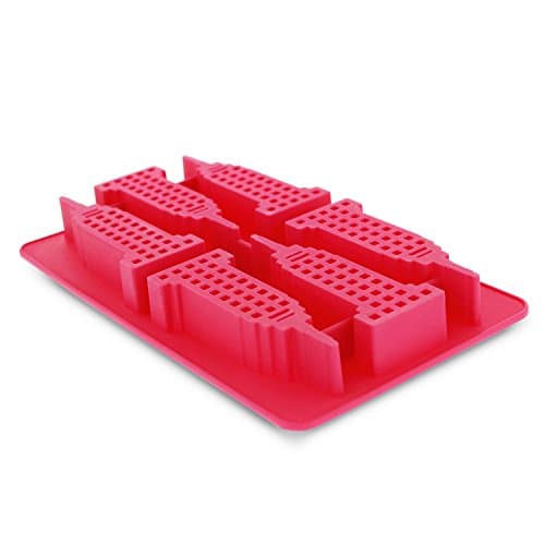 Elbee 6-Piece Silicone Empire State Building Ice Tray / Chocolate Mold for Making Homemade Ice, Candy, Chocolate, Gummy, Jello, and More (PINK)