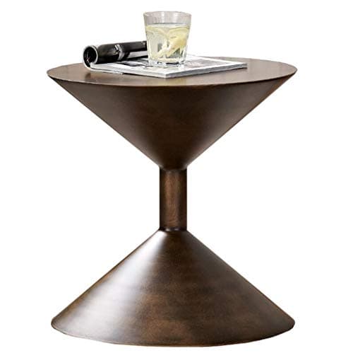 Nwn Sofa Coffee Table Nordic High Hourglass Fashion Side Table Personality Creative Simple Small Round Table (Color : Bronze)