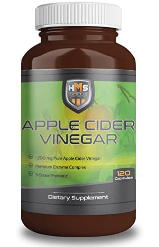 High Absorption Apple Cider Vinegar Pills with Enzymes and Probiotics - All Natural Weight Loss, Detox, Digestion and Immune Support - 1200mg Serving 120 Vegetarian Cider Capsules