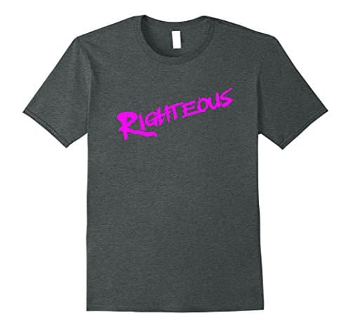 Mens Righteous 80s Throwback T-Shirt XL Dark Heather