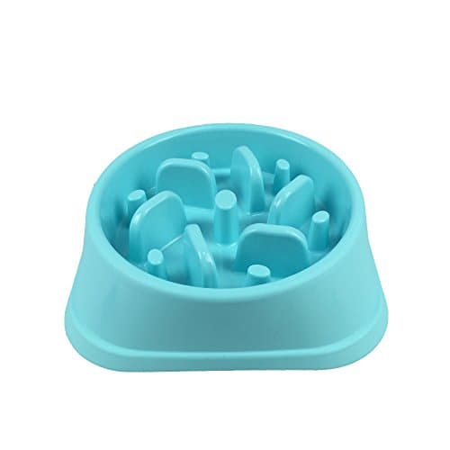 Fan Shape Pet Bowl, Non Skid Plastics Slow Feeder Healthy Eating 8.1"(Blue)
