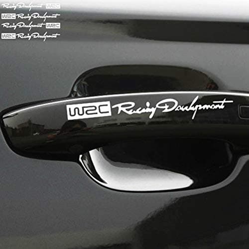 4 x Newest WRC Car Door Handle Stickers Decal for Ford Focus Kuga Fiesta Ecosport Mondeo Escape Explorer Edge Mustang Fusion - (Color Name: White)