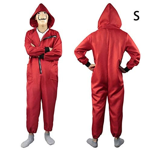 precauti Third Episode Banknote House Dali Red Zipper Jumpsuit Halloween Cosplay Adult Clown Suit Costume(Masks Are Not Included)