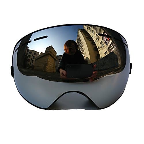 Frameless Snow Goggle with Detachable Doube Lens Ski Skate goggle Anti-fog Anti-scratch Lens for Adult
