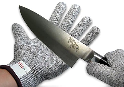 SimpliFine Food Safe Cut Resistant Gloves, Large. Best for using with a Mandolin, Grater, Cutting with Knives and Avoiding Cuts. Level 5 Professional Grade Protection - Comes with Amazing Deals