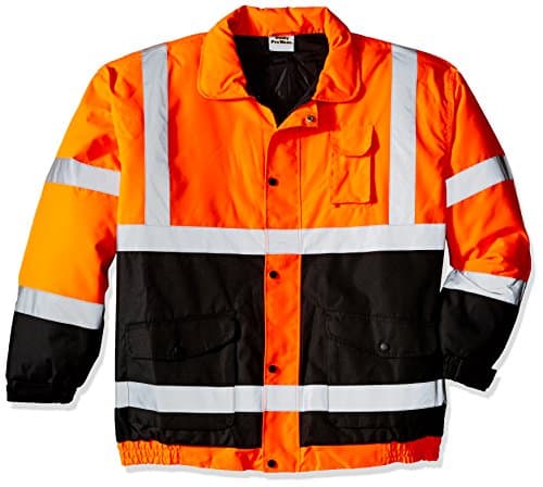 Utility Pro UHV562 Nylon/Polyester High-Vis Quilted Bomber Jacket with Cell Phone Pocket with Dupont Teflon fabric protector, Orange, 5X-Large