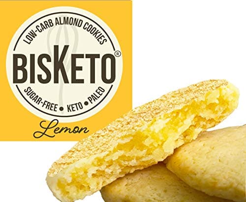 Low Carb Cookies BisKeto - Keto Snacks, 1g Net Carb, Sugar Free & Gluten Free - Box with 12 Cookies (Lemon)