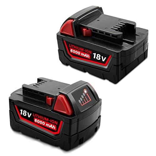Pooxtra M18 18V 6.0Ah Replacement Battery for Milwaukee M18 XC Red Lithium M18B 48-11-1820 48-11-1850 48-11-1828 48-11-1815 Cordless Power Tools With Genuine SAMSUNG/LG Battery Cells(2PACK)