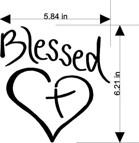 Christian decal sticker BLESSED HEART with cross Many Colors Available