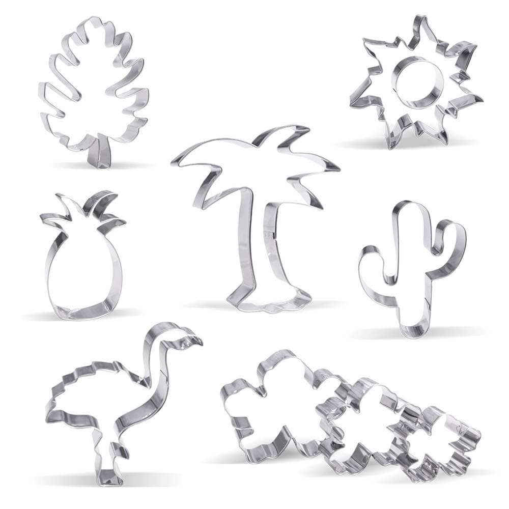 Large Hawaiian Tropical Cookie Cutter Set - 10 Piece - Stainless Steel