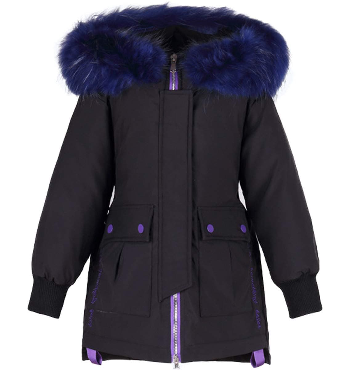 Girls Winter Down Coats Thickened Warm Mid-Long Puffer Parka Jacket with Fur Hood