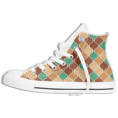 Ongyeyuan Clover Leaves Barb Style Clover Lattice Boho Colorful Kids Room (2) High Top Classic Casual Canvas Fashion Shoes 39
