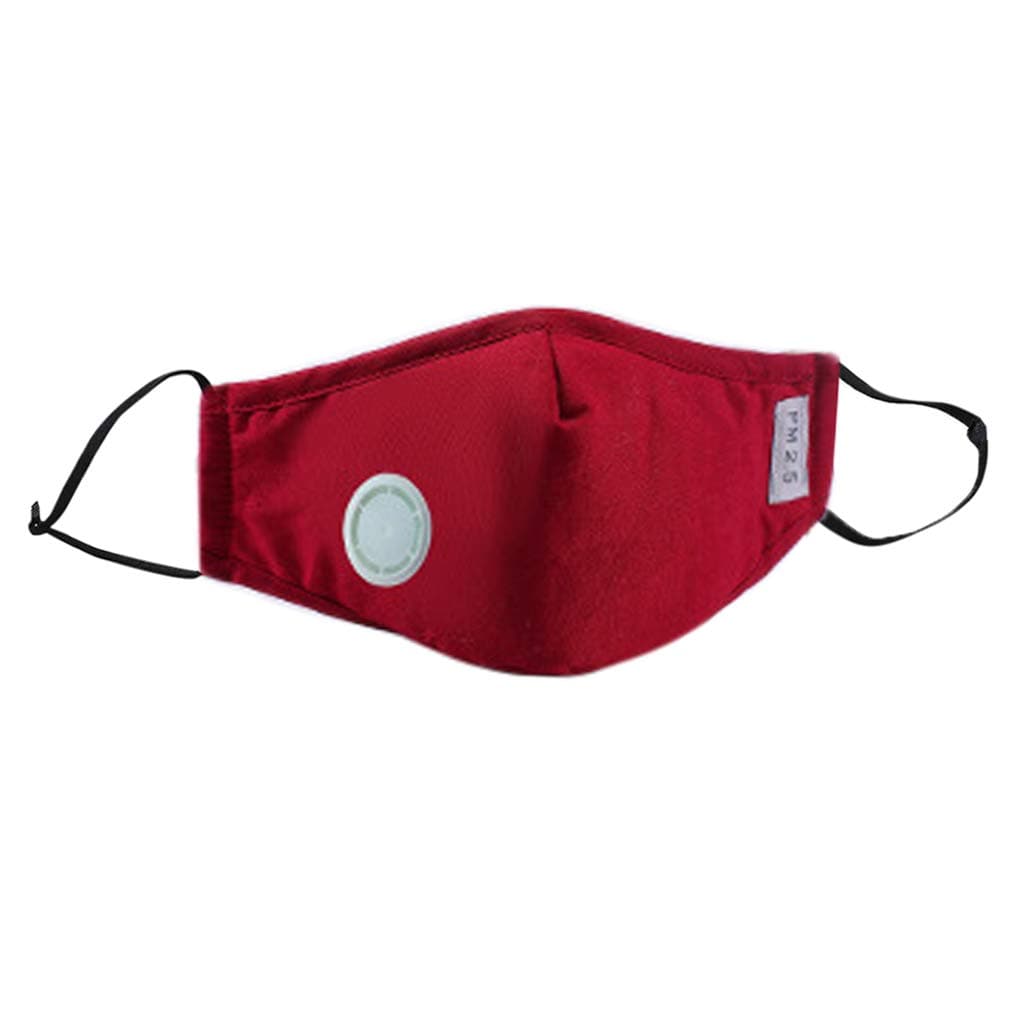 TShopm Anti-Dust Cotton PM2.5 Face Mouth Mask Solid Color Retro Plaid Printing Adjustable Earloop Respirator With Carbon Air Filter Exhaust Valve