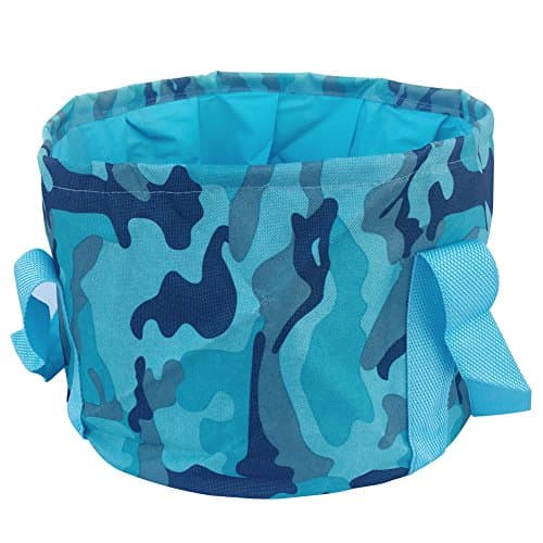Jeater 15L Lightweight & Durable Multifunctional Collapsible Portable Outdoor Wash Basin Folding Bucket for Camping Travel Hiking and Gardening JT3022-Camouflage blue