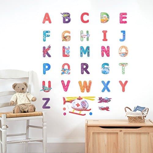 3D Kids Nursery Wall Decals, ABC Peel and Stick Colorful Art Decal Stickers for Children, Babies Bedroom