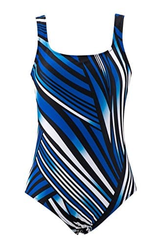 Saejous Women's One Piece Swimwear Stripes Color Block Swimsuits Bathing Suit Swimming Costume (16, Navy)