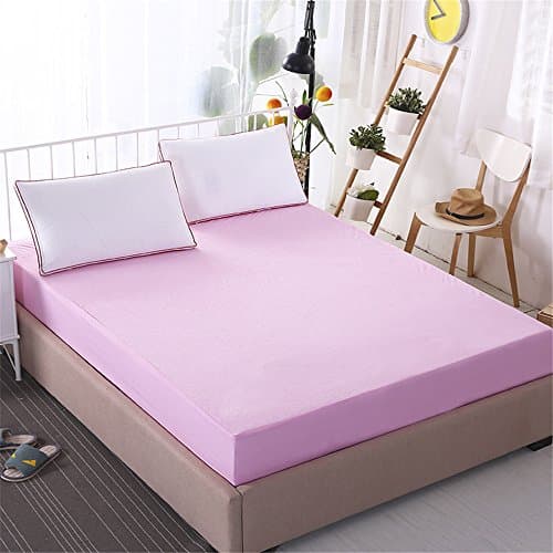 COMFORTEX Mattress Protector 100% Waterproof Queen Size Fitted Sheet 12 inch Pocket Double Layers Breathable Microfiber for Kid Pet Allergies (Pink)