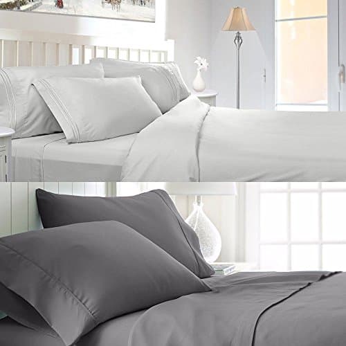 Gray King Bed Sheet Set Comfort 1800 Count Deep pillowcase Pocket 4 Piece