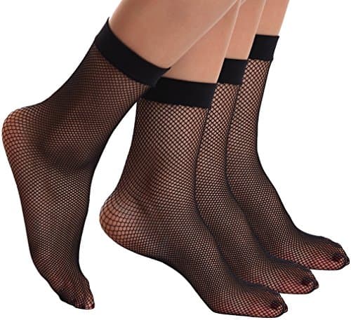 Begirlly Womens Mini Diamond Net Ankle Fishnet Socks 3 Pack