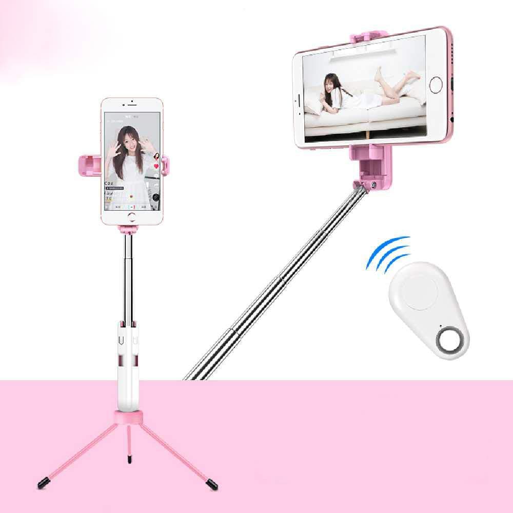 Casiz Cell Phone Holder, with Tripod Stand and Cell Phone Holder for iphone X Xs iphone Max 8 plus, iPad,Nintendo Switch, Tablet. Super Mini Pink Horizontal Vertical Bea