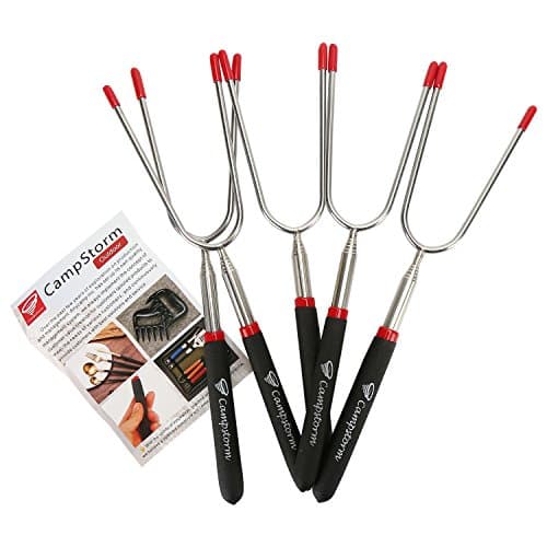 Marshmallow Roasting Sticks, 34 Inch Extendable Telescoping Forks for Hotdog Roasting Sticks & S'mores Sticks, Premium Campfire Set of 5 Pack Campfire Accessories for Camping Bonfire & Cookware Kit
