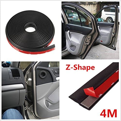 4M Black Z-shape Car Window Door Sealing Strip Rubber Seal Weather Strip Hollow Car Weatherstrip Door Window Edge Guard Seal