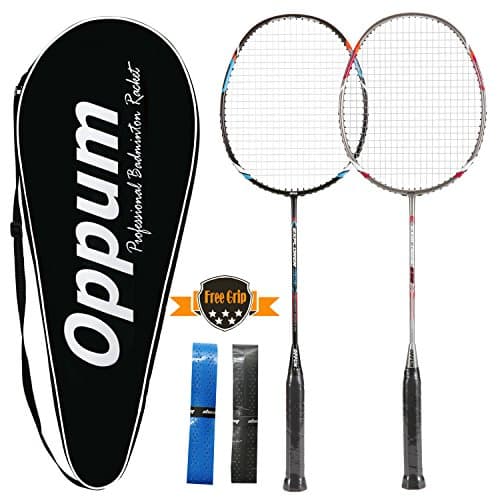 OPPUM 100% Full-Carbon Fiber Professional 2 Player Badminton Racquets Set Carbon-fiber Badminton Rackets Including 2 Rackets/1 Carrying Bag/2 Overgrips