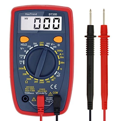 Digital Multimeter, HaoTrend AC/DC Current/Voltage Resistance Diode Digital Meter/Tester for Outlets, Fuses, Battery, Charging System, Automotive etc