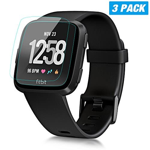 ELECHOK Fitbit Versa Screen Protector (3-Pack), Full Coverage Screen Protector for Fitbit Versa HD Clear Anti-Bubble Film