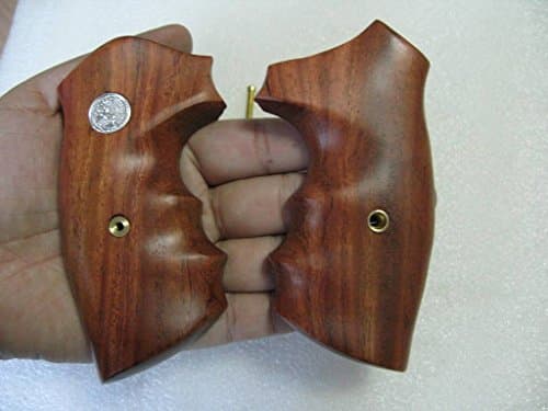 SMOOTH HARD WOOD FOR COLT, D FRAME SHORT BUTT REVOLVER GRIPS, CHECKERED - SHIP FROM THAILAND